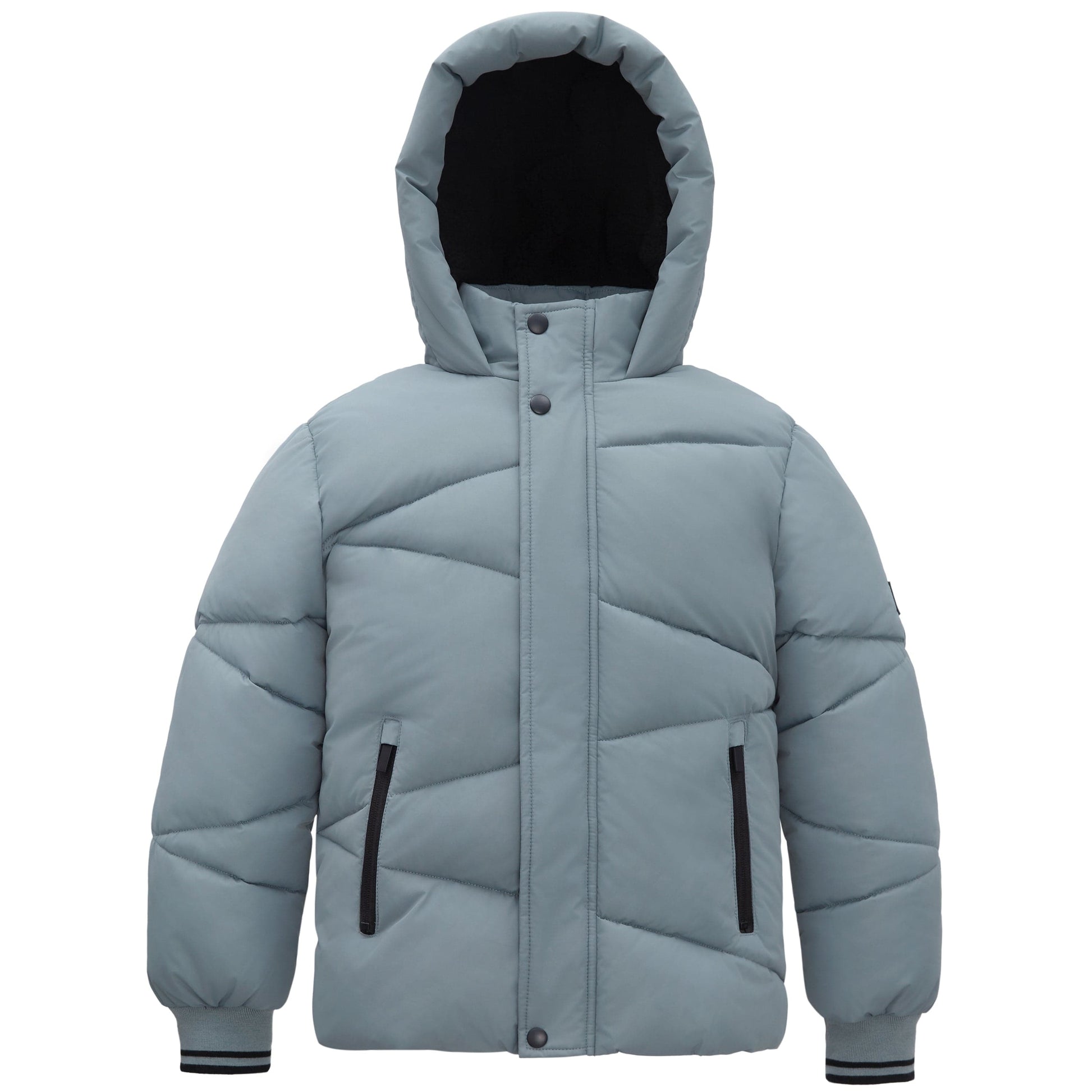 Boys' Hooded Puffer Jacket Water Resistant Warm Insulated Winter Coat - Slate Green Coats & Jackets XS Rokka&Rolla