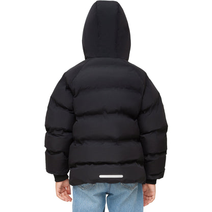 Boys Hooded Puffer Jacket with Reflective Detail Fleece Lined Youth Winter Coat - Black Coats & Jackets Rokka&Rolla