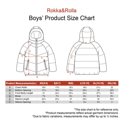 Boys Hooded Puffer Jacket with Reflective Detail Fleece Lined Youth Winter Coat - Black Coats & Jackets Rokka&Rolla