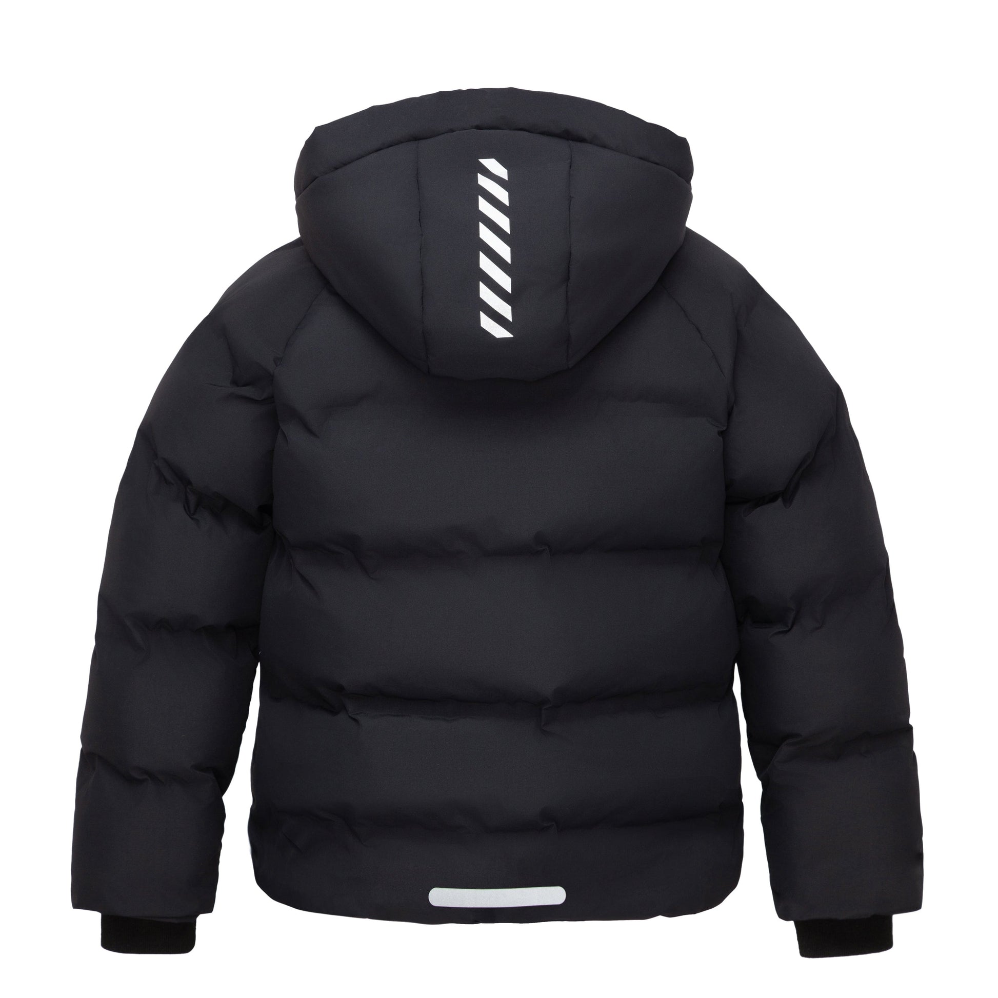 Boys Hooded Puffer Jacket with Reflective Detail Fleece Lined Youth Winter Coat - Black Coats & Jackets Rokka&Rolla