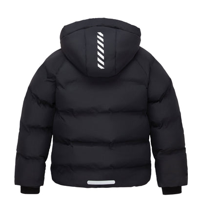 Boys Hooded Puffer Jacket with Reflective Detail Fleece Lined Youth Winter Coat - Black Coats & Jackets Rokka&Rolla