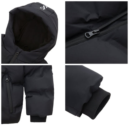 Boys Hooded Puffer Jacket with Reflective Detail Fleece Lined Youth Winter Coat - Black Coats & Jackets Rokka&Rolla