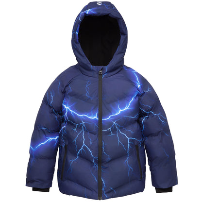 Boys Hooded Puffer Jacket with Reflective Detail Fleece Lined Youth Winter Coat - Electric Blue Coats & Jackets XS Rokka&Rolla