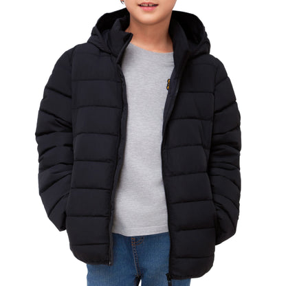 Boys' Lightweight Water-Resistant  Winter Coat Puffer Jacket - Black Coats & Jackets Rokka&Rolla