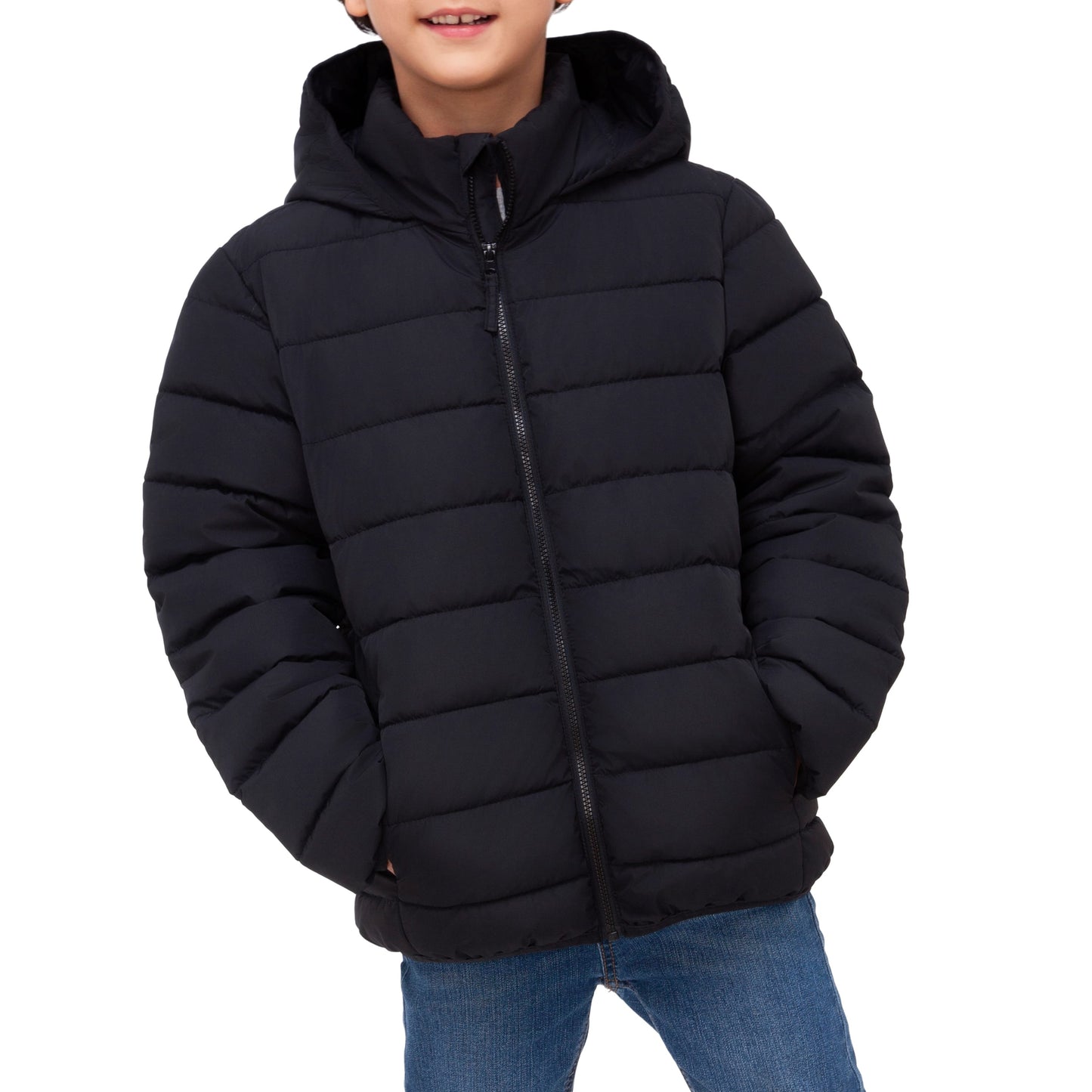 Boys' Lightweight Water-Resistant  Winter Coat Puffer Jacket - Black Coats & Jackets Rokka&Rolla