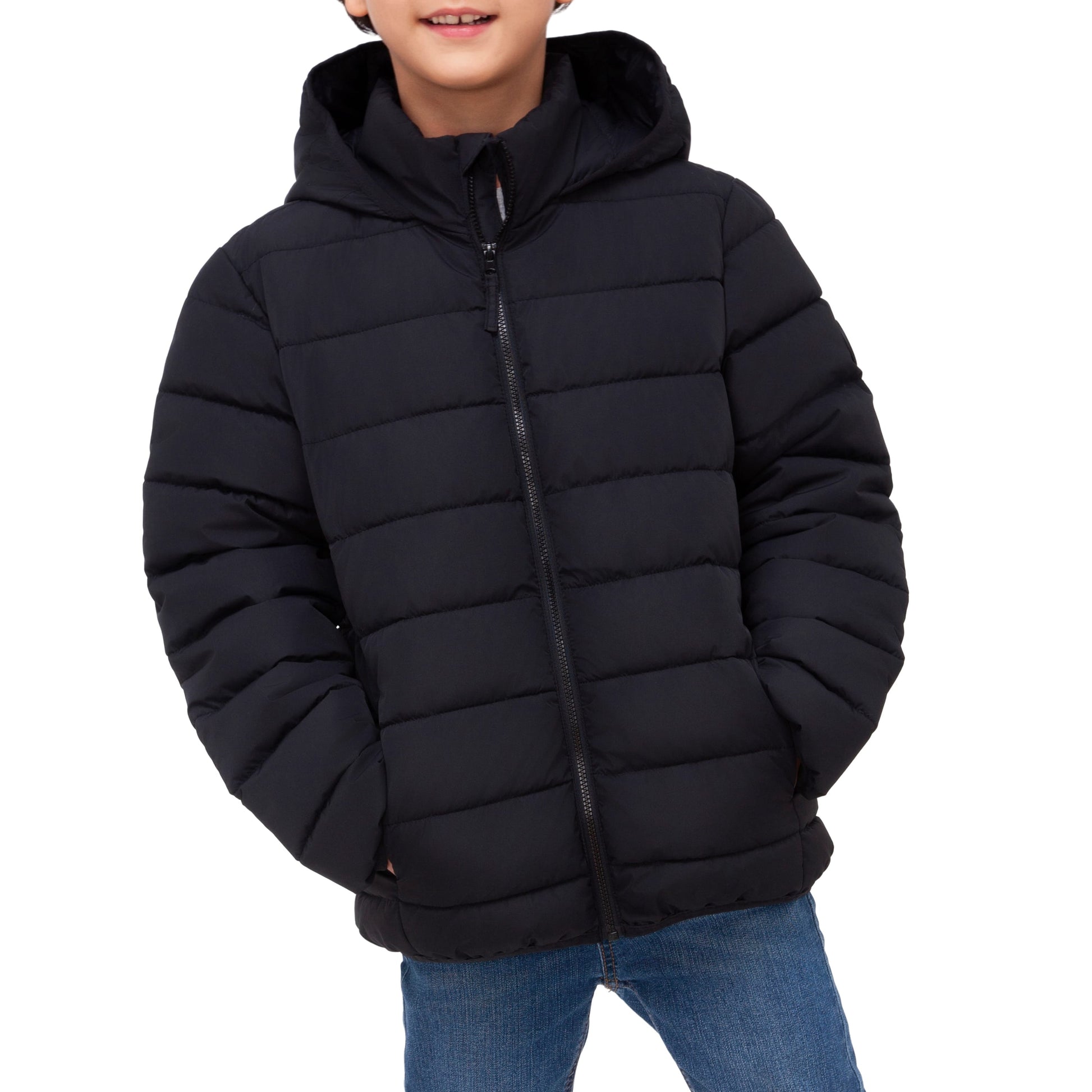 Boys' Lightweight Water-Resistant  Winter Coat Puffer Jacket - Black Coats & Jackets Rokka&Rolla