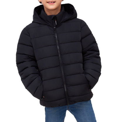 Boys' Lightweight Water-Resistant  Winter Coat Puffer Jacket - Black Coats & Jackets Rokka&Rolla
