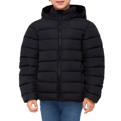 Boys' Lightweight Water-Resistant  Winter Coat Puffer Jacket - Black Coats & Jackets Rokka&Rolla