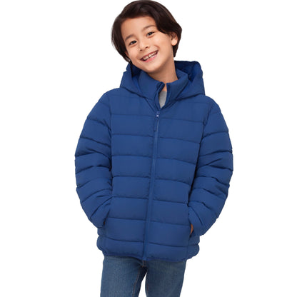 Boys' Lightweight Water-Resistant  Winter Coat Puffer Jacket - Blue Coats & Jackets Rokka&Rolla