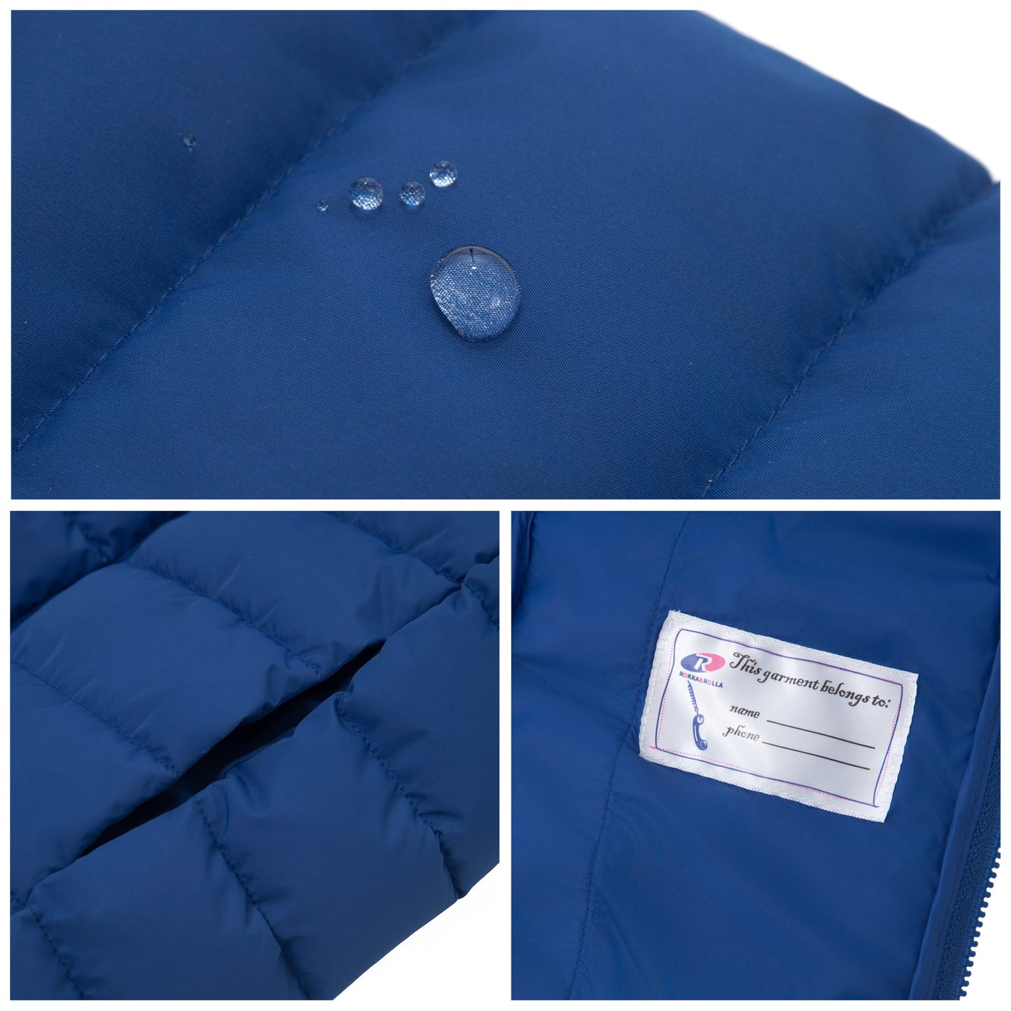 Boys' Lightweight Water-Resistant  Winter Coat Puffer Jacket - Blue Coats & Jackets Rokka&Rolla