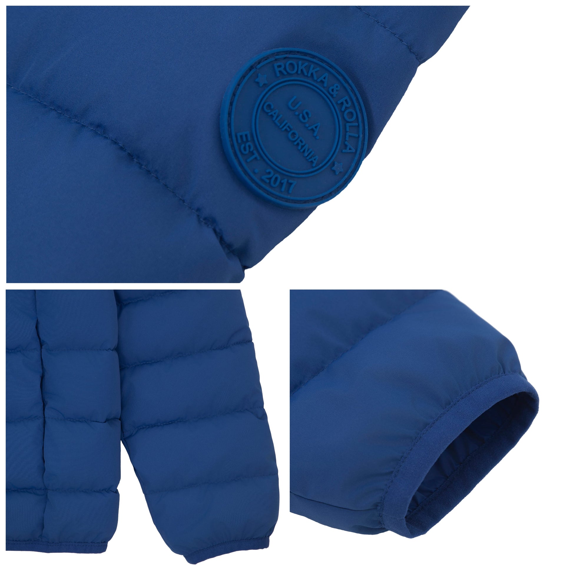 Boys' Lightweight Water-Resistant  Winter Coat Puffer Jacket - Blue Coats & Jackets Rokka&Rolla