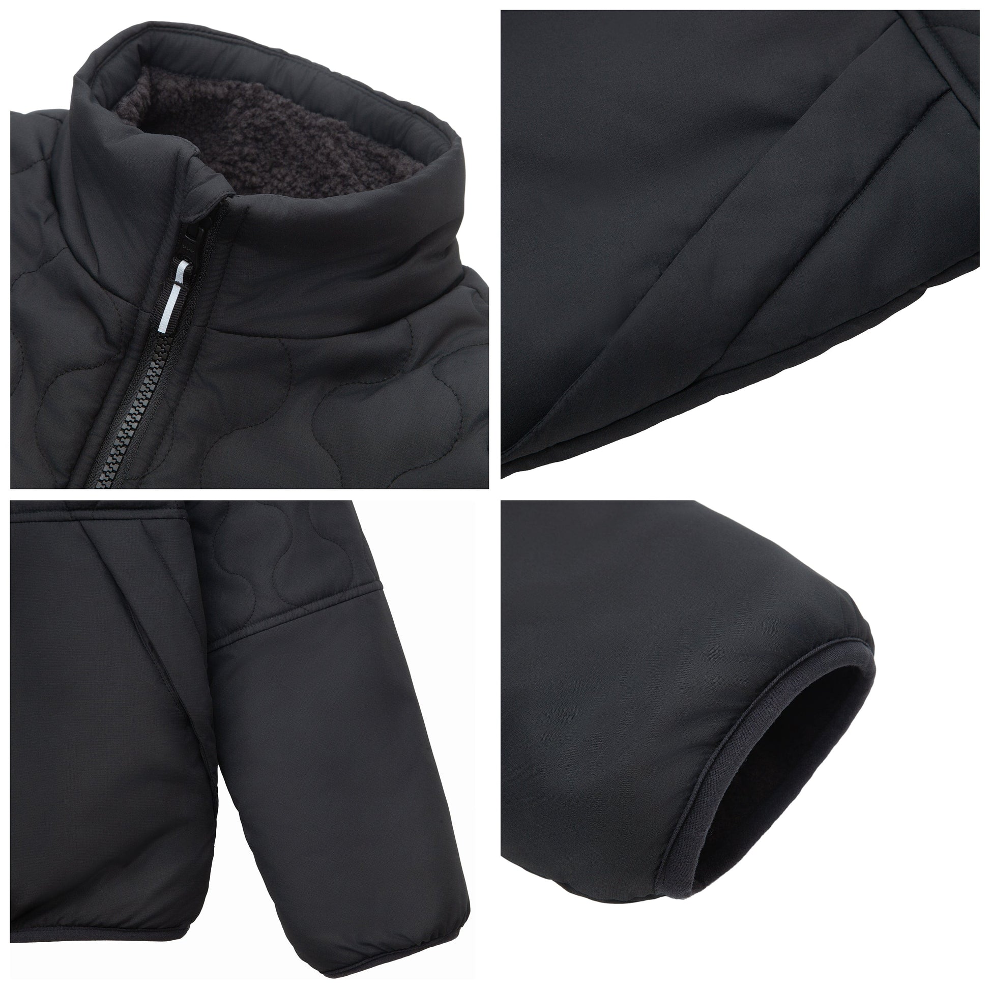 Boys Reversible Puffer Fleece Jacket Water Resistant Warm Outerwear - Black Coats & Jackets Rokka&Rolla