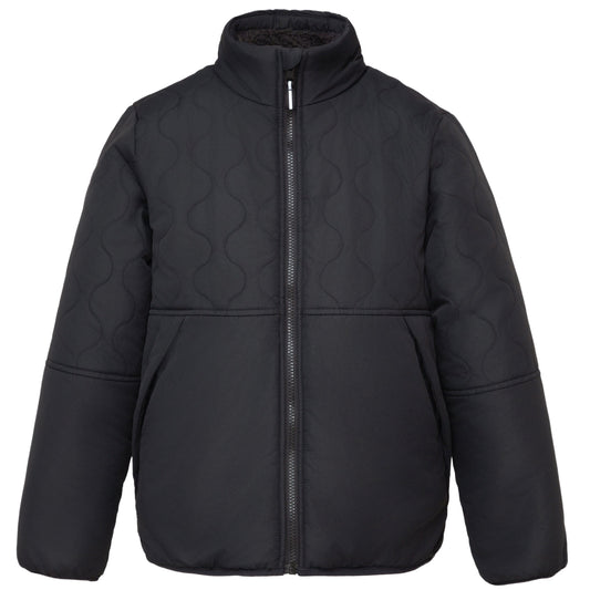 Boys Reversible Puffer Fleece Jacket Water Resistant Warm Outerwear - Black Coats & Jackets Rokka&Rolla