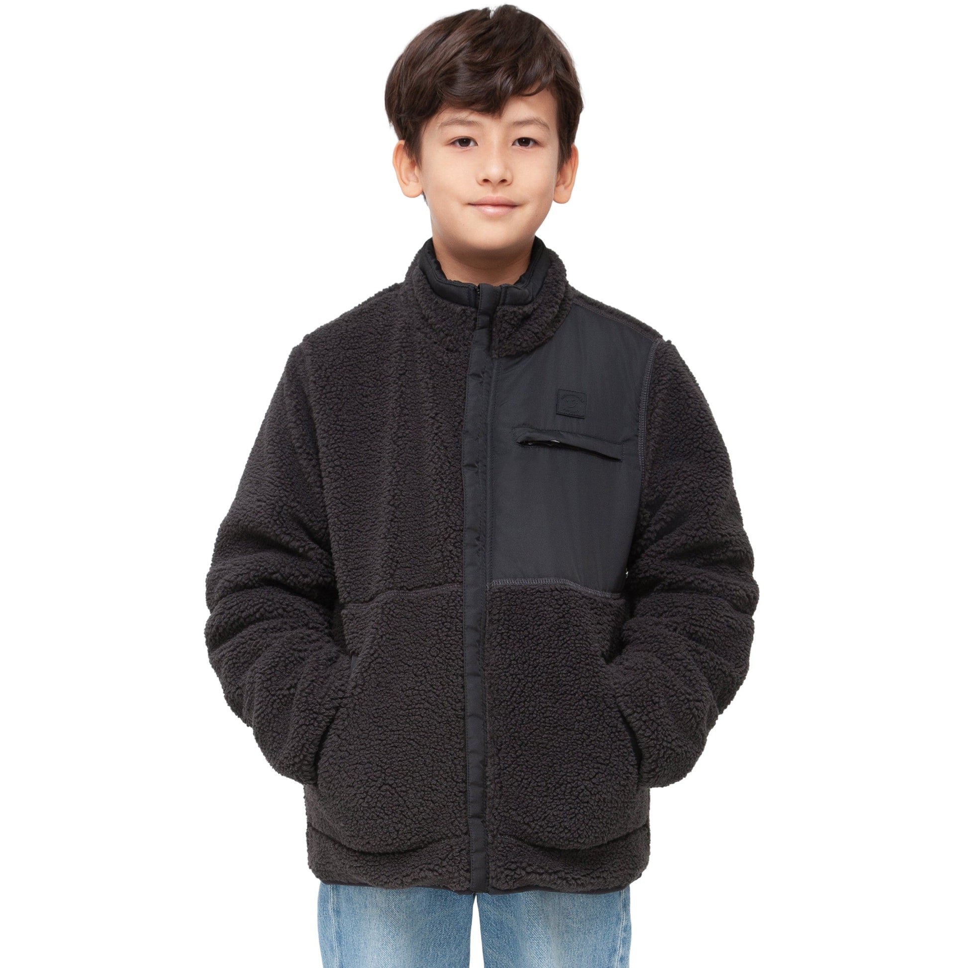 Boys Reversible Puffer Fleece Jacket Water Resistant Warm Outerwear - Black Coats & Jackets Rokka&Rolla