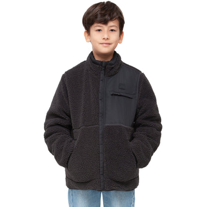 Boys Reversible Puffer Fleece Jacket Water Resistant Warm Outerwear - Black Coats & Jackets Rokka&Rolla