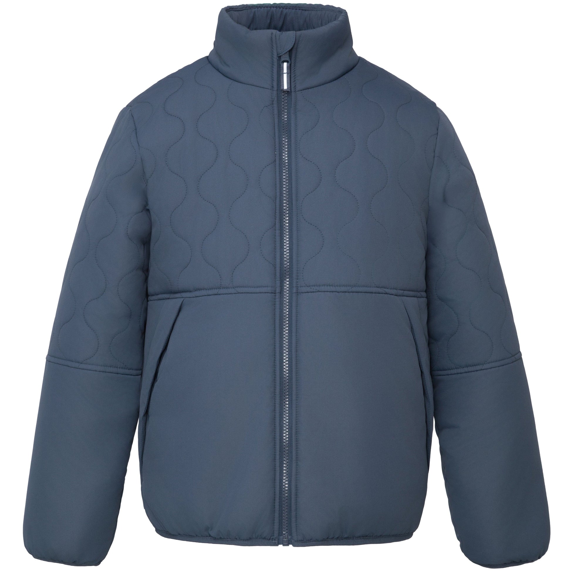 Boys Reversible Puffer Fleece Jacket Water Resistant Warm Outerwear - Navy Coats & Jackets Rokka&Rolla