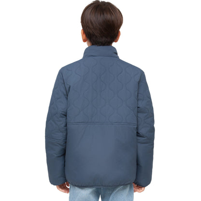 Boys Reversible Puffer Fleece Jacket Water Resistant Warm Outerwear - Navy Coats & Jackets Rokka&Rolla