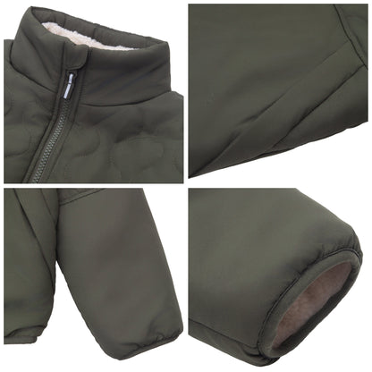 Boys Reversible Puffer Fleece Jacket Water Resistant Warm Outerwear - Olive Coats & Jackets Rokka&Rolla