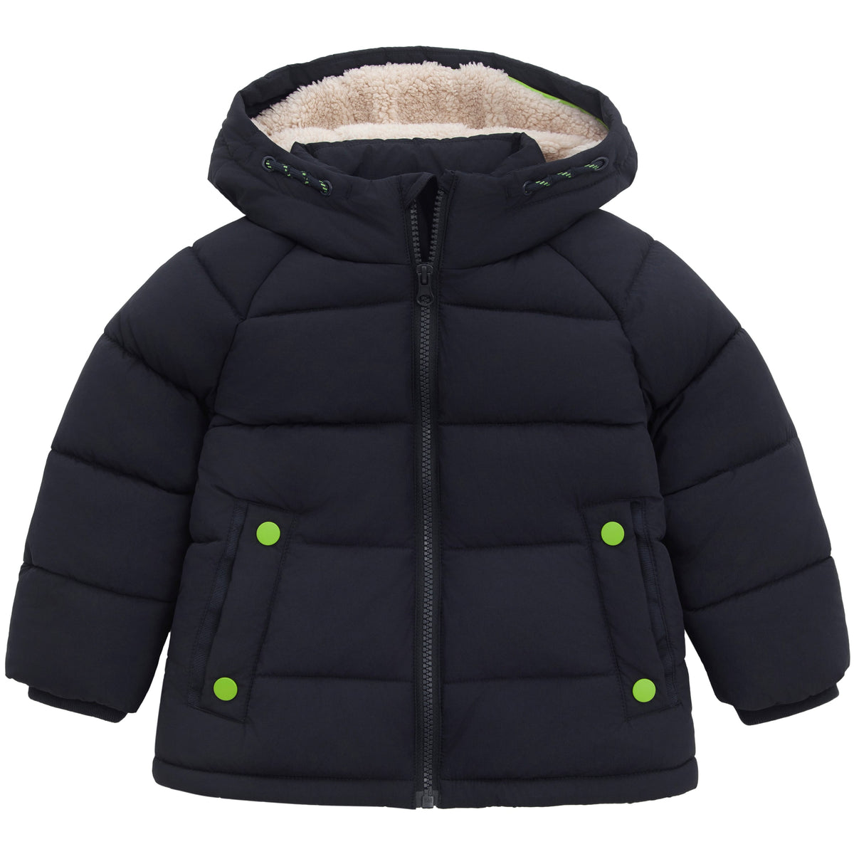 Boys Toddler Borg Fleece Lined Hooded Puffer Jacket Coat 2T-5T - Navy Baby & Toddler Outerwear 2T Rokka&Rolla