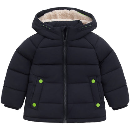 Boys Toddler Borg Fleece Lined Hooded Puffer Jacket Coat 2T-5T - Navy Baby & Toddler Outerwear 2T Rokka&Rolla