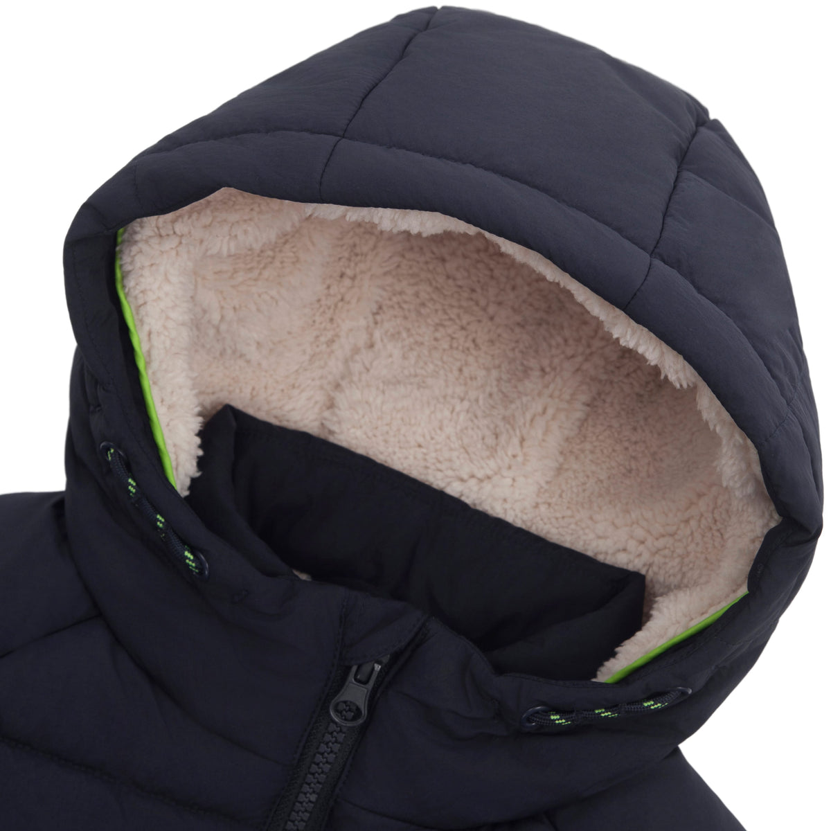 Boys Toddler Borg Fleece Lined Hooded Puffer Jacket Coat 2T-5T - Navy Baby & Toddler Outerwear Rokka&Rolla