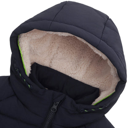 Boys Toddler Borg Fleece Lined Hooded Puffer Jacket Coat 2T-5T - Navy Baby & Toddler Outerwear Rokka&Rolla