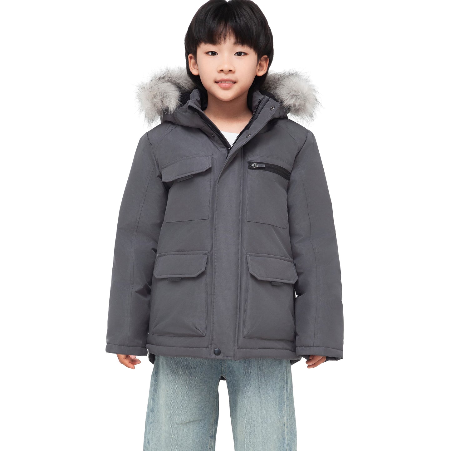 Boys' Water-Resistant Ripstop Shell Parka Jacket Fleece Lined Winter Coat Coats & Jackets Rokka&Rolla