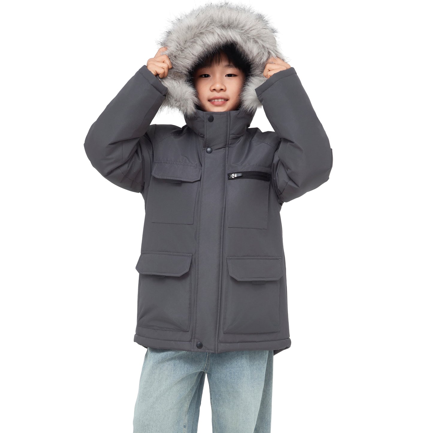Boys' Water-Resistant Ripstop Shell Parka Jacket Fleece Lined Winter Coat Coats & Jackets Rokka&Rolla
