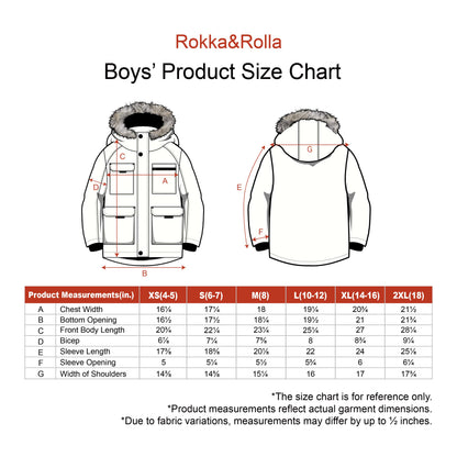 Boys' Water-Resistant Ripstop Shell Parka Jacket Fleece Lined Winter Coat Coats & Jackets Rokka&Rolla