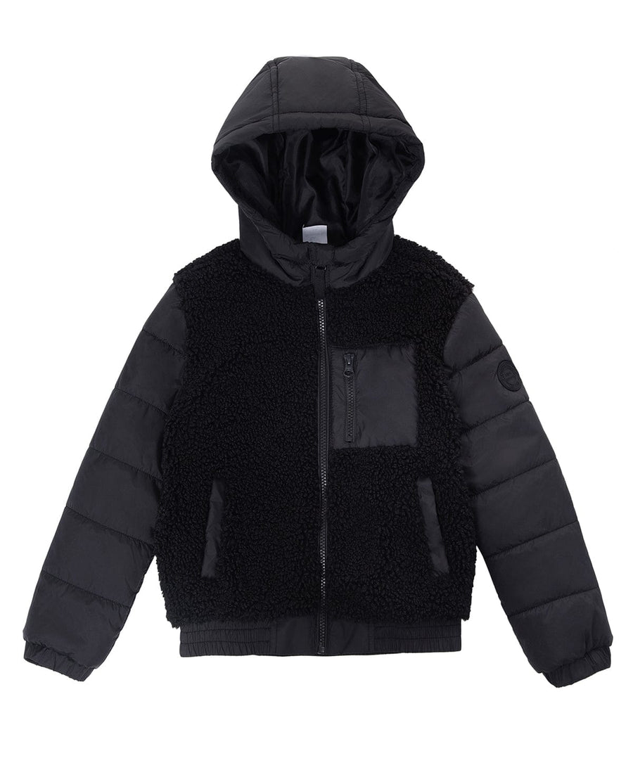 Boys' Water-Resistant Sherpa Puffer Jacket Coats & Jackets XS (4-5) / Black Rokka & Rolla