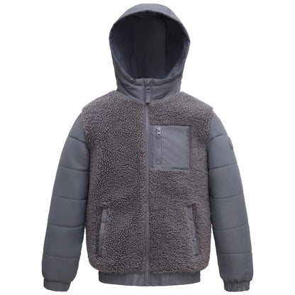 Boys' Water-Resistant Sherpa Puffer Jacket Coats & Jackets XS (4-5) / Gray Rokka & Rolla