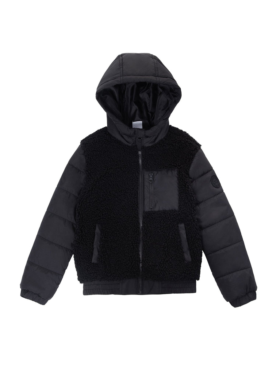 Boys' Water-Resistant Teddy Sherpa Puffer Jacket Coats & Jackets XS (4-5) / Black Rokka & Rolla