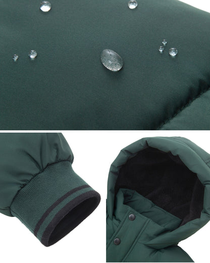 Boys' Hooded Puffer Jacket Water Resistant Warm Insulated Winter Coat - Dark Green