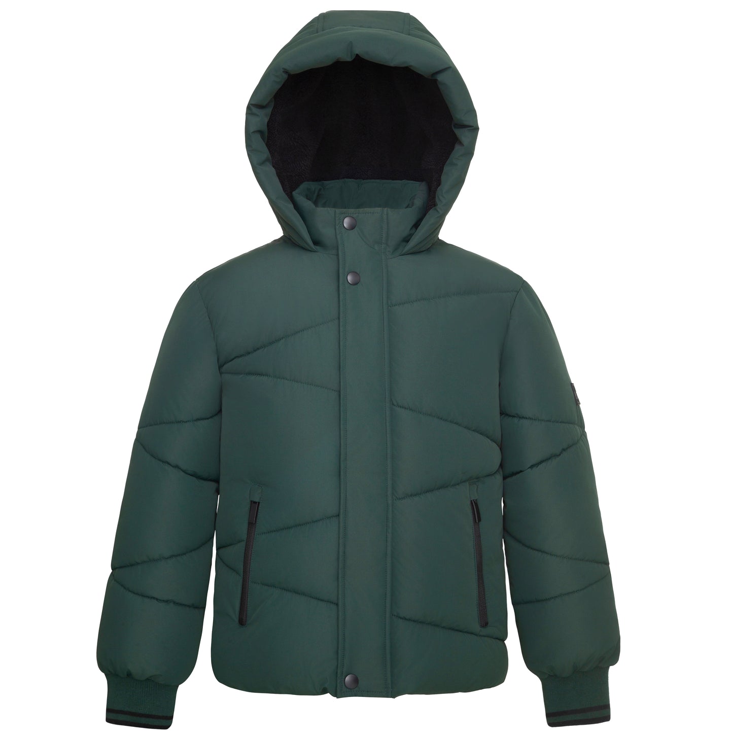 Boys' Hooded Puffer Jacket Water Resistant Warm Insulated Winter Coat - Dark Green