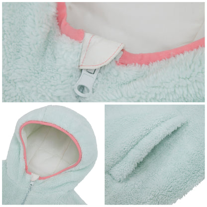 Girls Reversible Puffer Jacket with Gradient Print Solid Color Quilted Outerwear - Cotton Candy Ombre