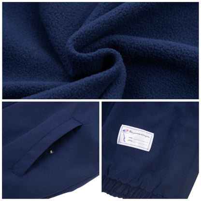 Girls Fleece Lining Jacket with Bubble Hem Snap Pockets Coat - Navy Coats & Jackets Rokka&Rolla