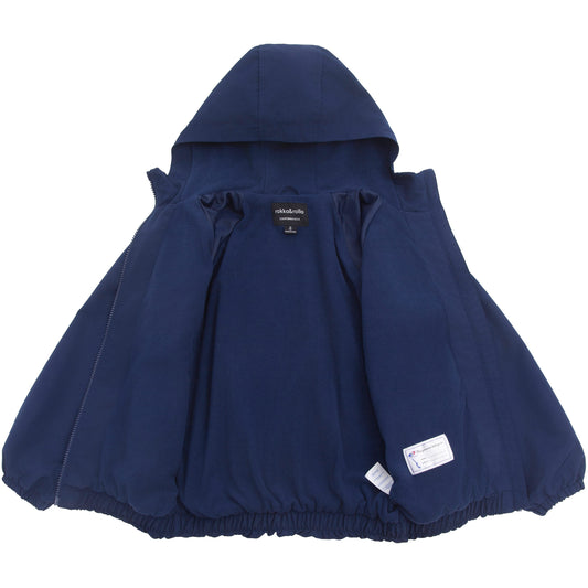 Girls Fleece Lining Jacket with Bubble Hem Snap Pockets Coat - Navy Coats & Jackets Rokka&Rolla