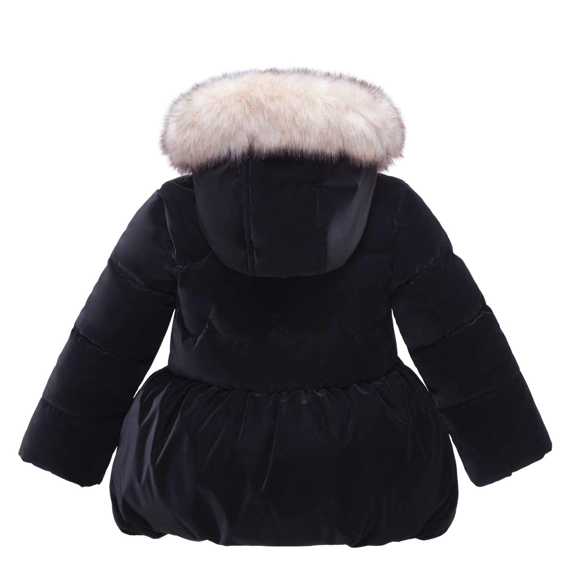 Girls Fuzzy Hooded Quilted Jacket Toddler Outerwear - Pearl Black Baby & Toddler Outerwear Rokka&Rolla