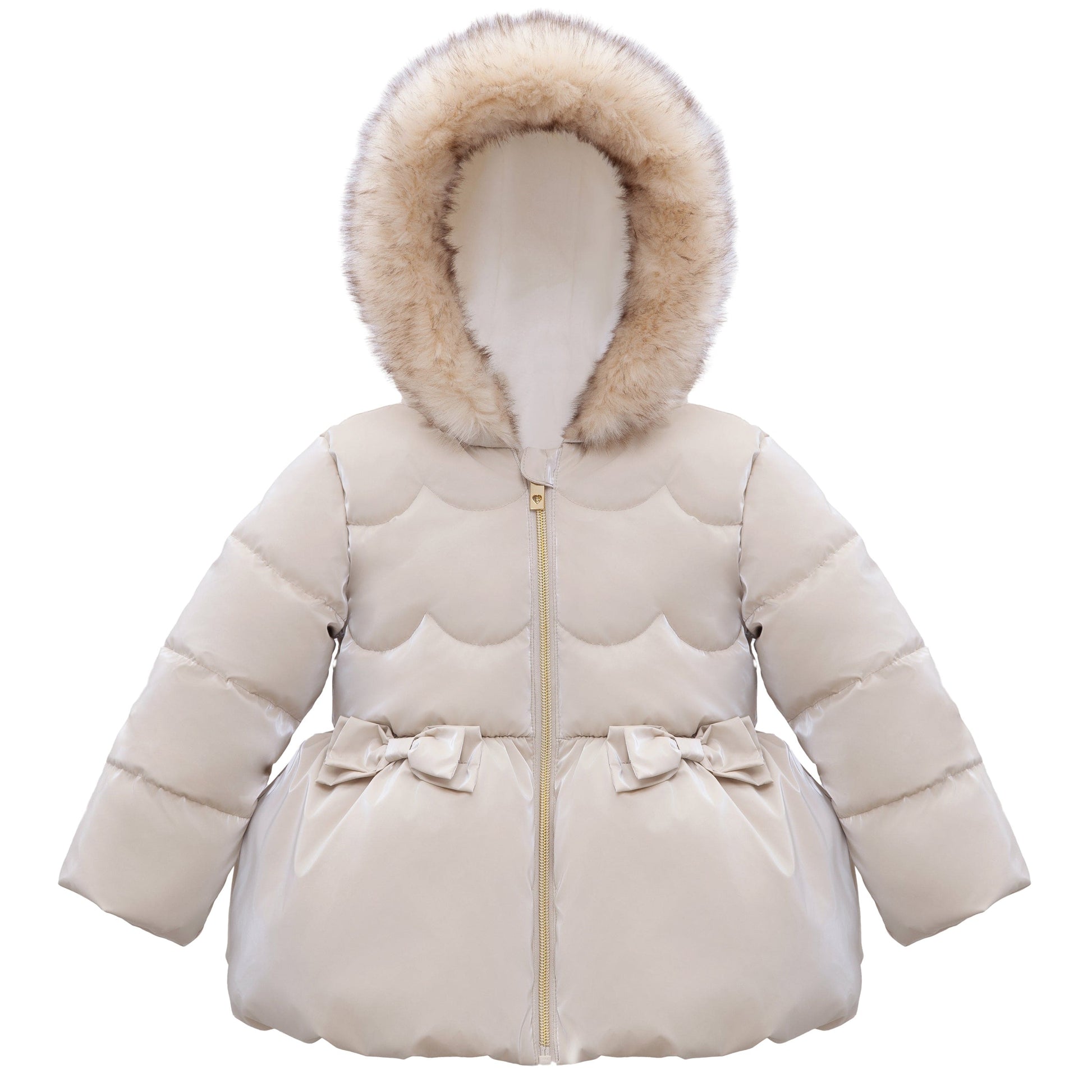 Girls Fuzzy Hooded Quilted Jacket Toddler Outerwear - Pearl Cream Baby & Toddler Outerwear 2T Rokka&Rolla