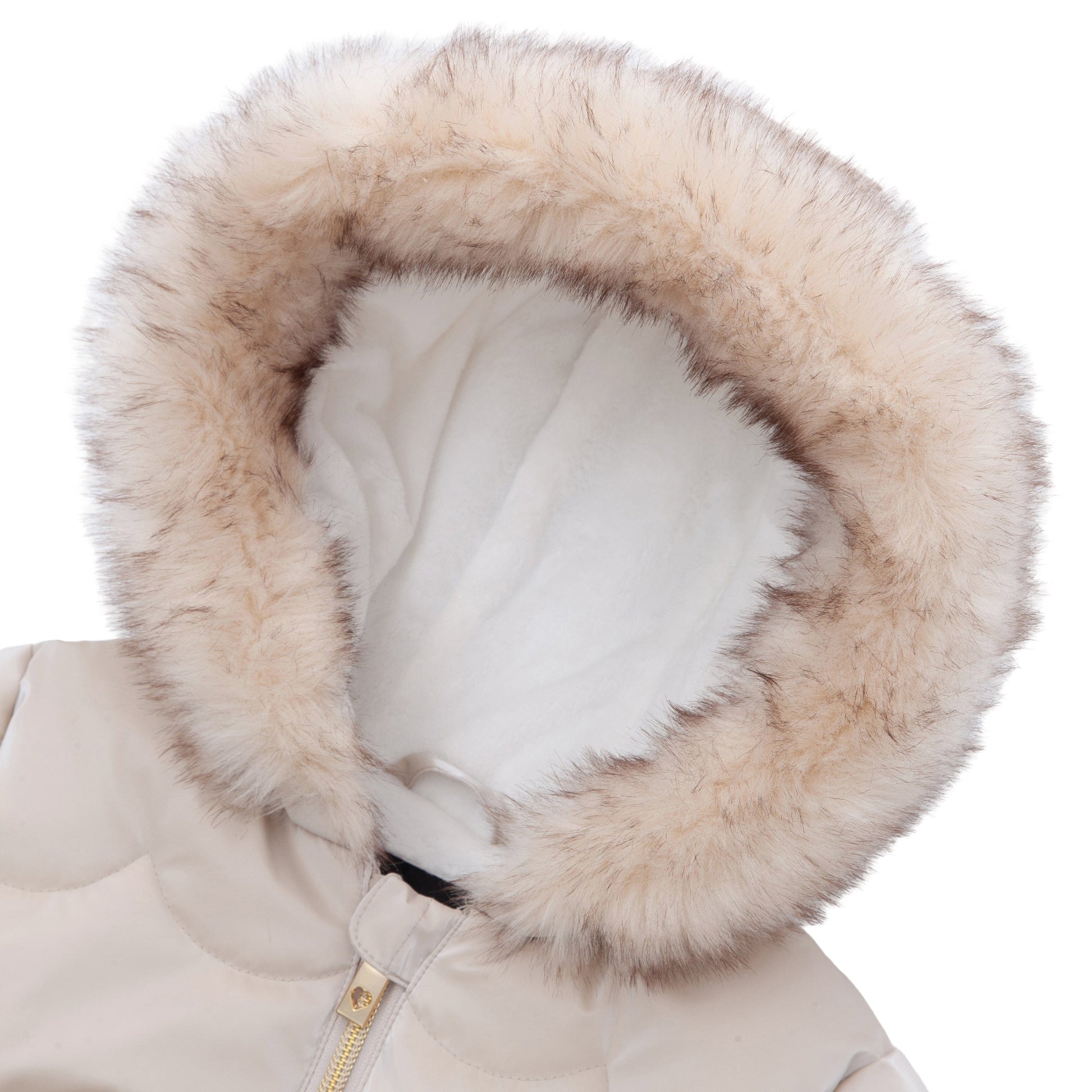 Girls Fuzzy Hooded Quilted Jacket Toddler Outerwear - Pearl Cream Baby & Toddler Outerwear Rokka&Rolla