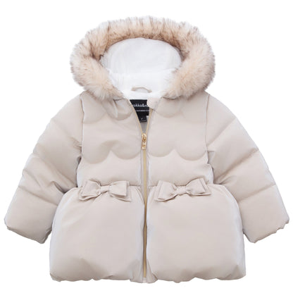 Girls Fuzzy Hooded Quilted Jacket Toddler Outerwear - Pearl Cream Baby & Toddler Outerwear Rokka&Rolla