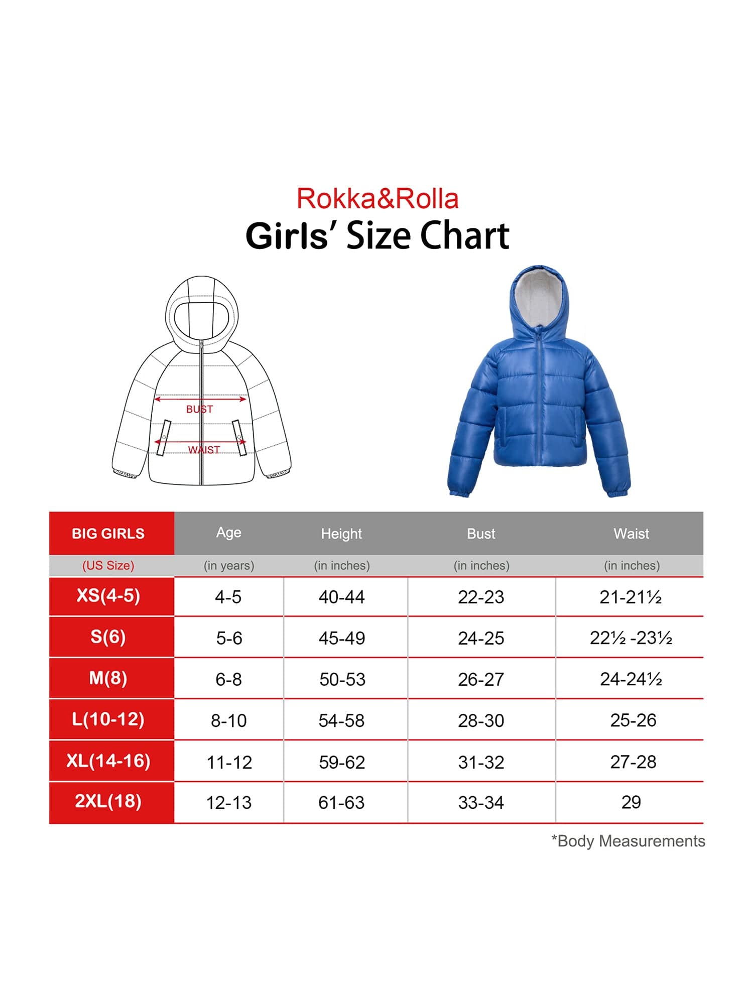 Girls' Heavyweight Puffer Jacket Sherpa Lined Bubble Coat Coats & Jackets Rokka & Rolla