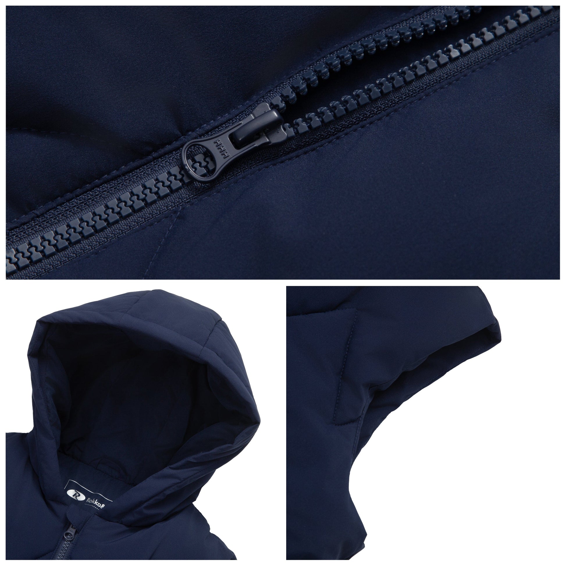 Girls Hooded Puffer Vest Water Resistant Warm Quilted Outerwear - Navy Coats & Jackets Rokka&Rolla