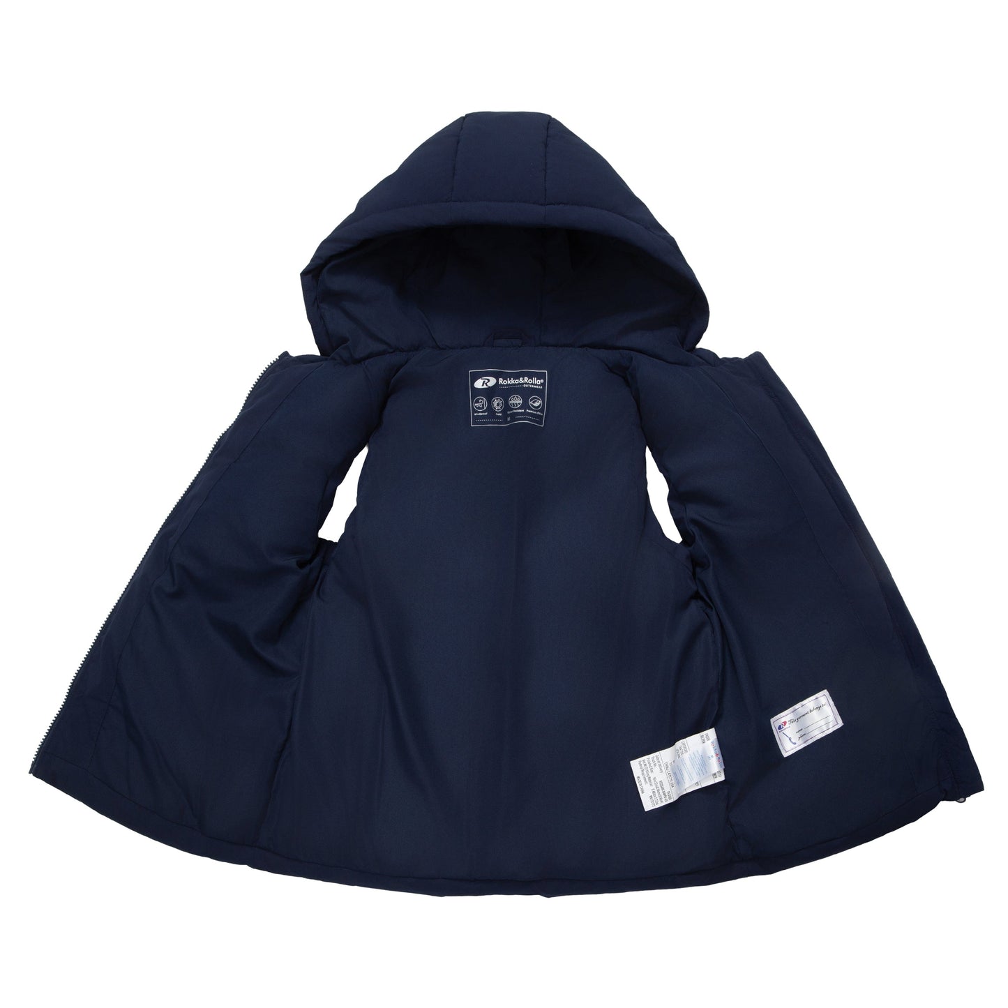 Girls Hooded Puffer Vest Water Resistant Warm Quilted Outerwear - Navy Coats & Jackets Rokka&Rolla