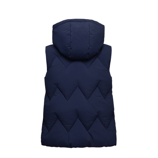 Girls Hooded Puffer Vest Water Resistant Warm Quilted Outerwear - Navy Coats & Jackets Rokka&Rolla