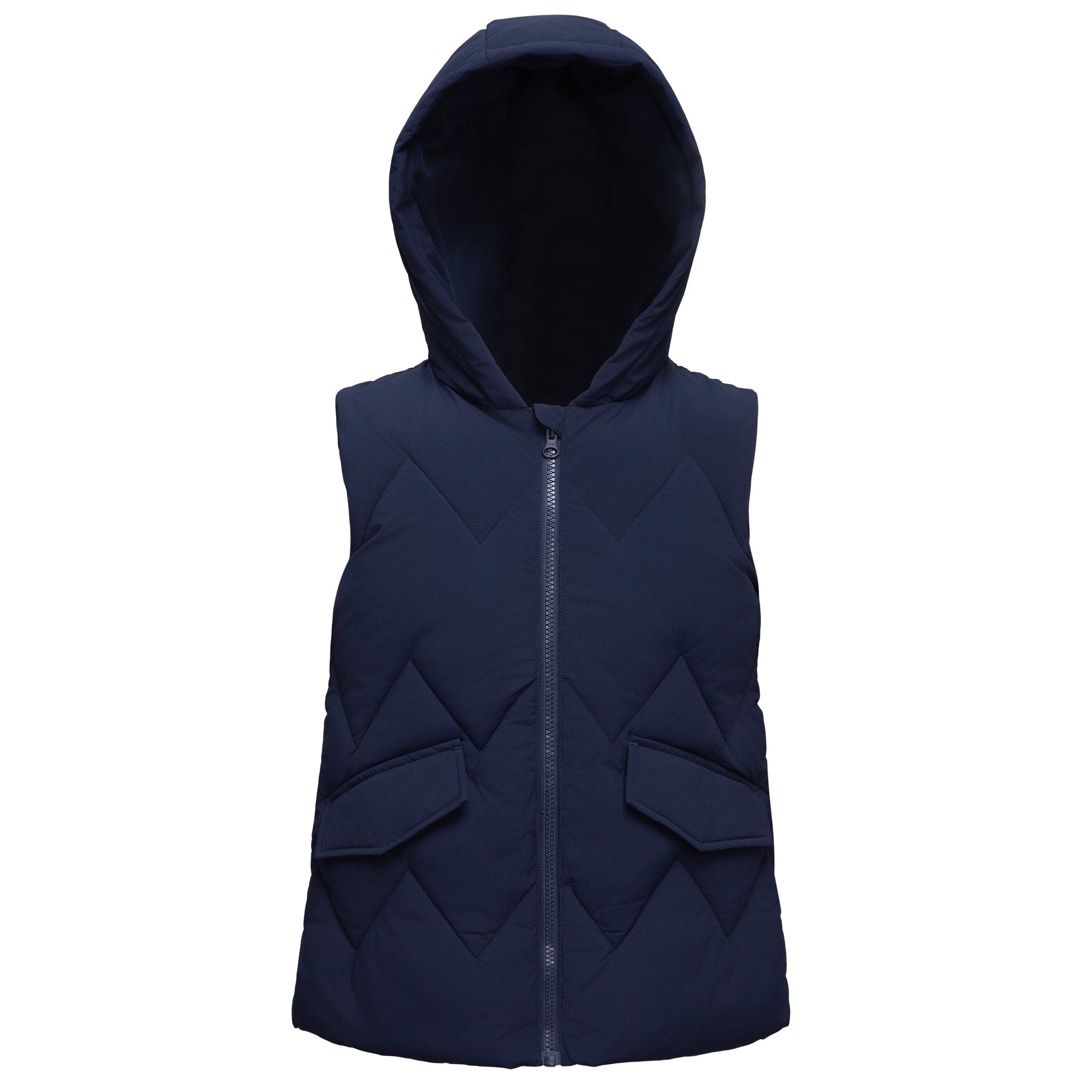 Girls Hooded Puffer Vest Water Resistant Warm Quilted Outerwear - Navy Coats & Jackets XS Rokka&Rolla