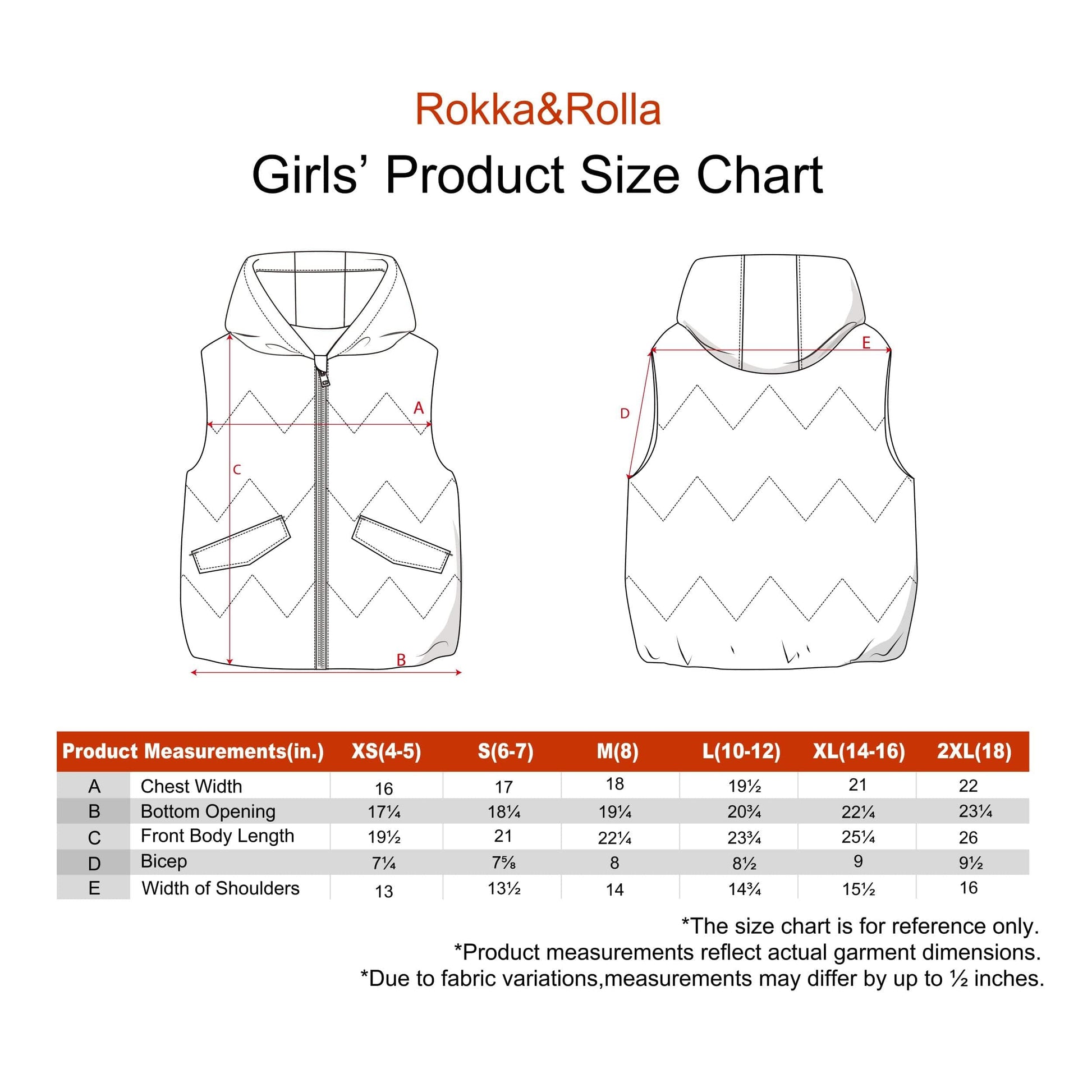 Girls Hooded Puffer Vest Water Resistant Warm Quilted Outerwear - Pink Coats & Jackets Rokka&Rolla