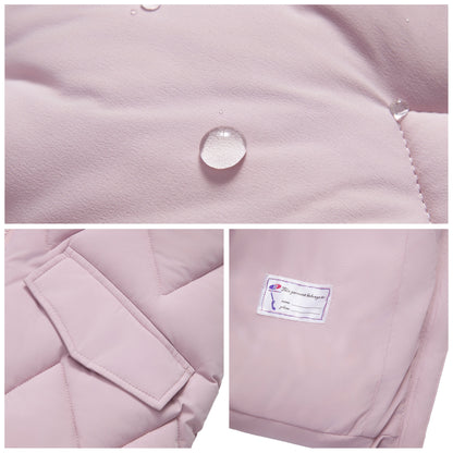 Girls Hooded Puffer Vest Water Resistant Warm Quilted Outerwear - Pink Coats & Jackets Rokka&Rolla