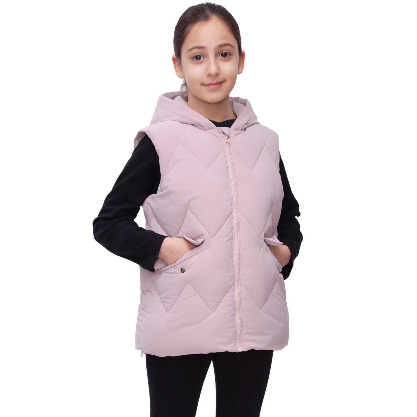 Girls Hooded Puffer Vest Water Resistant Warm Quilted Outerwear - Pink Coats & Jackets Rokka&Rolla