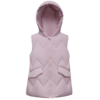 Girls Hooded Puffer Vest Water Resistant Warm Quilted Outerwear - Pink Coats & Jackets XS Rokka&Rolla